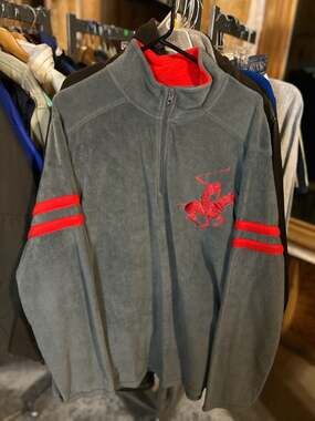 Beverly Hills Polo Club Charcoal Gray 1/4 Zip Fleece Pullover with Red Big Pony